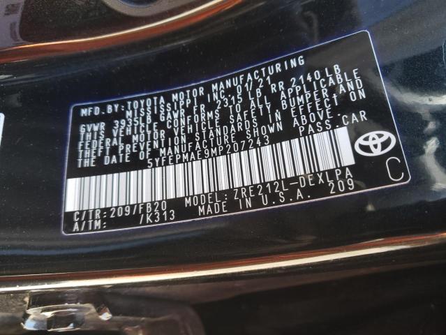 Photo 10 from auction – 2021 TOYOTA COROLLA LE with VIN 5YFEPMAE9MP207243
