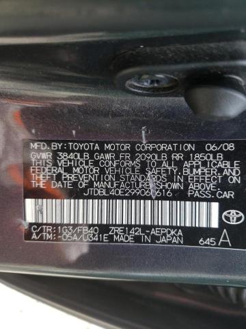 Photo 10 from auction – 2009 TOYOTA COROLLA BA with VIN JTDBL40E299060616