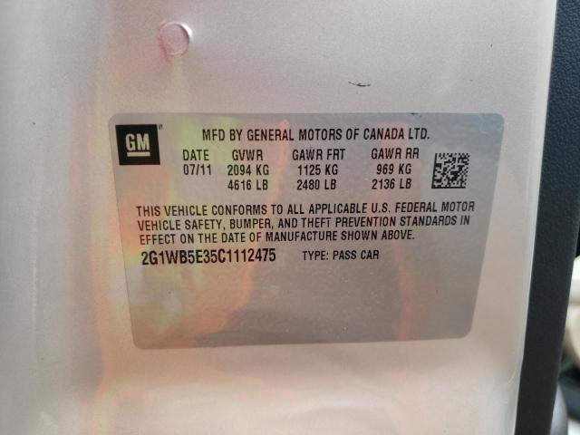 Photo 10 from auction – 2012 CHEVROLET IMPALA LT with VIN 2G1WB5E35C1112475