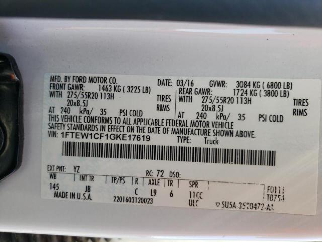 Photo 10 from auction – 2016 FORD F150 SUPER with VIN 1FTEW1CF1GKE17619