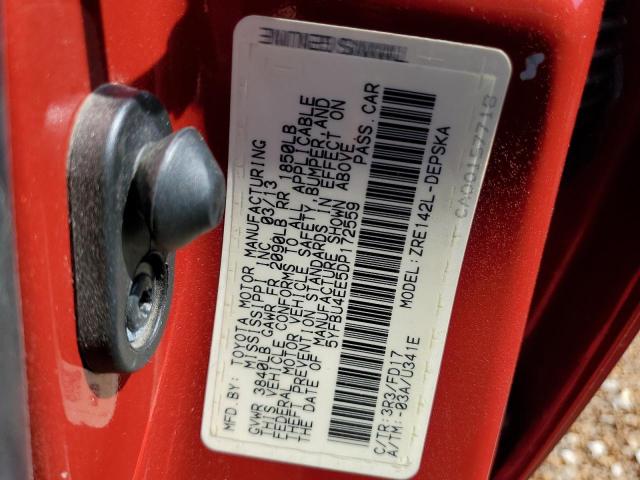 Photo 10 from auction – 2013 TOYOTA COROLLA BA with VIN 5YFBU4EE5DP172559