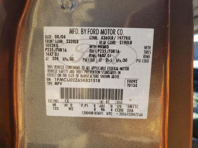 Photo 10 from auction – 2005 FORD ESCAPE XLS with VIN 1FMCU02Z65KB31518