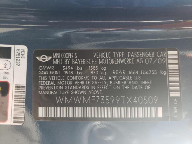 Photo 10 from auction – 2009 MINI COOPER S with VIN WMWMF73599TX40509