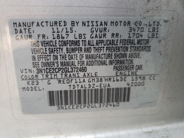 Photo 10 from auction – 2016 NISSAN VERSA NOTE with VIN 3N1CE2CP2GL372460