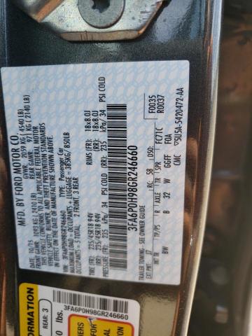Photo 10 from auction – 2016 FORD FUSION SE with VIN 3FA6P0H98GR246660