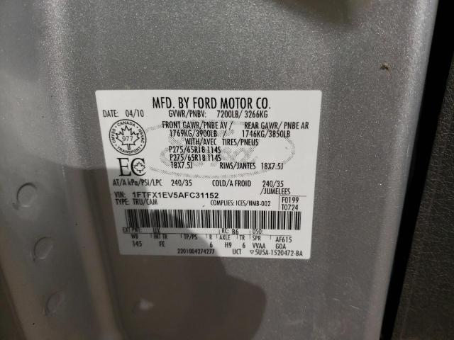 Photo 10 from auction – 2010 FORD F150 SUPER with VIN 1FTFX1EV5AFC31152