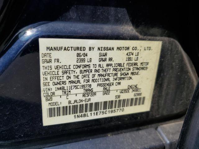 Photo 10 from auction – 2005 NISSAN ALTIMA SE with VIN 1N4BL11E75C195770