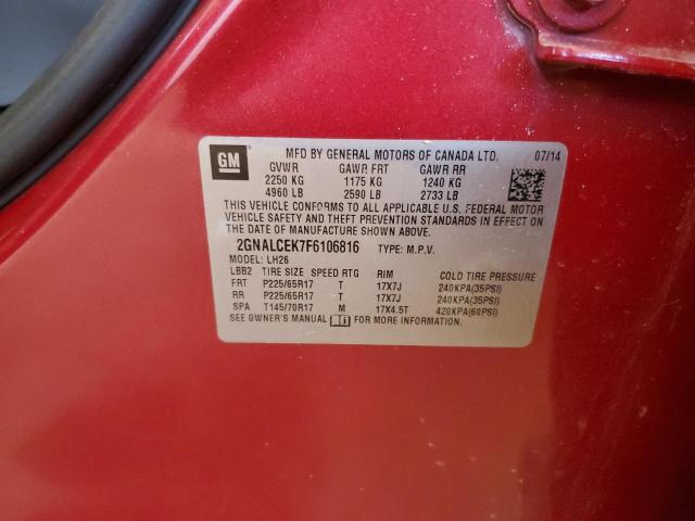 Photo 10 from auction – 2015 CHEVROLET EQUINOX LT with VIN 2GNALCEK7F6106816