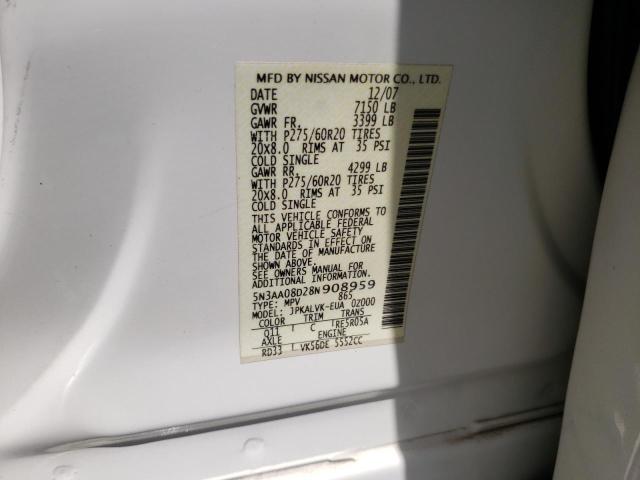 Photo 10 from auction – 2008 INFINITI QX56 with VIN 5N3AA08D28N908959