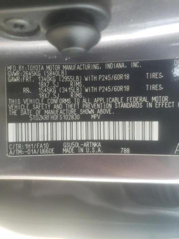 Photo 10 from auction – 2015 TOYOTA HIGHLANDER with VIN 5TDZKRFH0FS102830