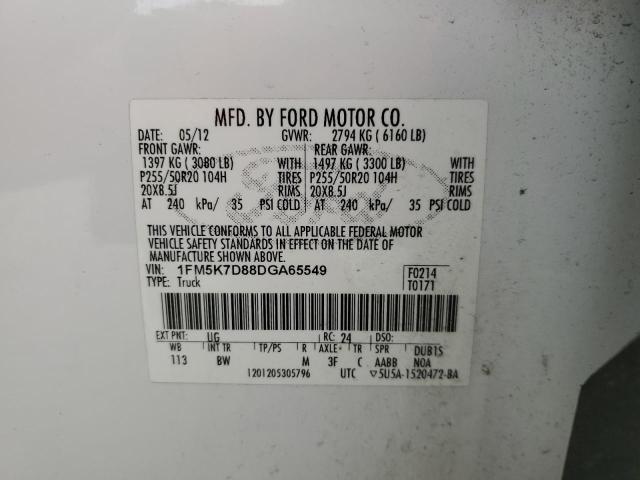 Photo 10 from auction – 2013 FORD EXPLORER X with VIN 1FM5K7D88DGA65549