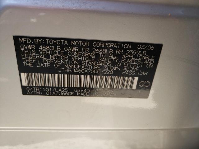 Photo 10 from auction – 2007 LEXUS ES 350 with VIN JTHBJ46GX72007228