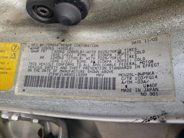 Photo 10 from auction – 2003 TOYOTA HIGHLANDER with VIN JTEHF21A830119399