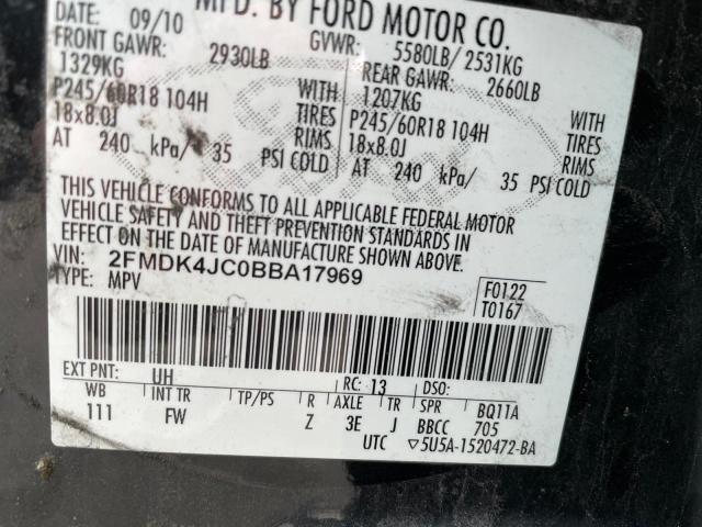 Photo 10 from auction – 2011 FORD EDGE SEL with VIN 2FMDK4JC0BBA17969