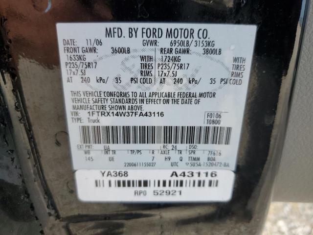 Photo 10 from auction – 2007 FORD F150 with VIN 1FTRX14W37FA43116