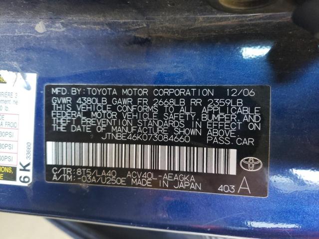 Photo 10 from auction – 2007 TOYOTA CAMRY with VIN JTNBE46K073084660