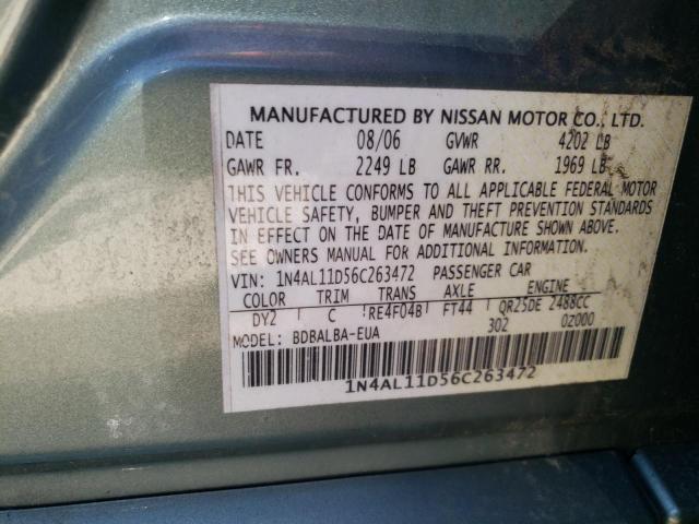Photo 10 from auction – 2006 NISSAN ALTIMA S with VIN 1N4AL11D56C263472