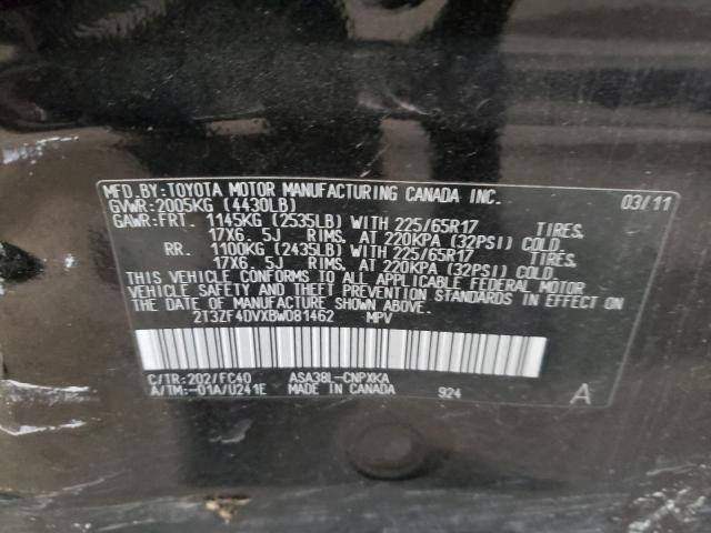 Photo 10 from auction – 2011 TOYOTA RAV4 with VIN 2T3ZF4DVXBW081462