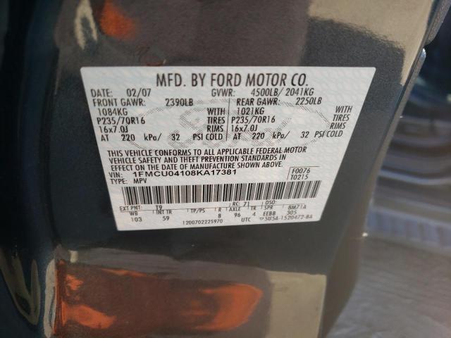 Photo 10 from auction – 2008 FORD ESCAPE LIM with VIN 1FMCU04108KA17381