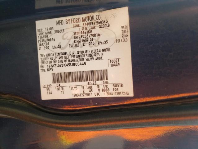Photo 10 from auction – 2005 FORD EXPLORER X with VIN 1FMZU63K45UB03445