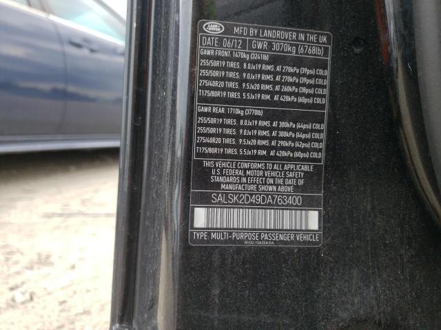 Photo 10 from auction – 2013 LAND ROVER RANGE ROVE with VIN SALSK2D49DA763400