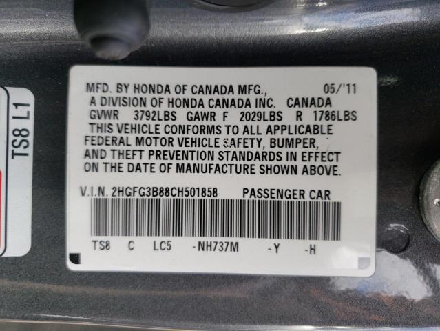 Photo 10 from auction – 2012 HONDA CIVIC EX with VIN 2HGFG3B88CH501858