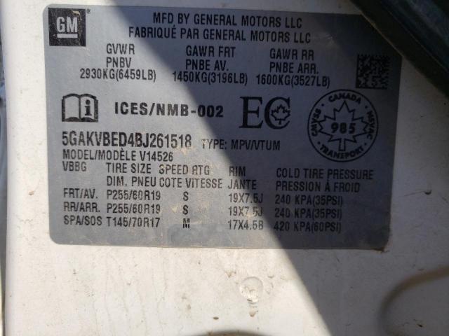 Photo 10 from auction – 2011 BUICK ENCLAVE CX with VIN 5GAKVBED4BJ261518