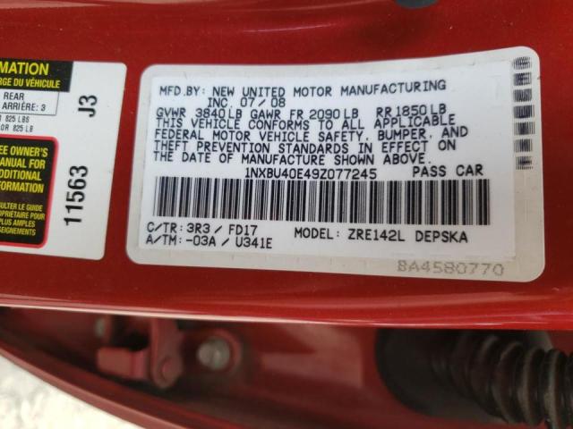 Photo 10 from auction – 2009 TOYOTA COROLLA BA with VIN 1NXBU40E49Z077245