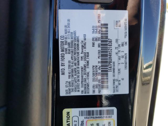 Photo 10 from auction – 2017 FORD MUSTANG with VIN 1FATP8UH4H5218387