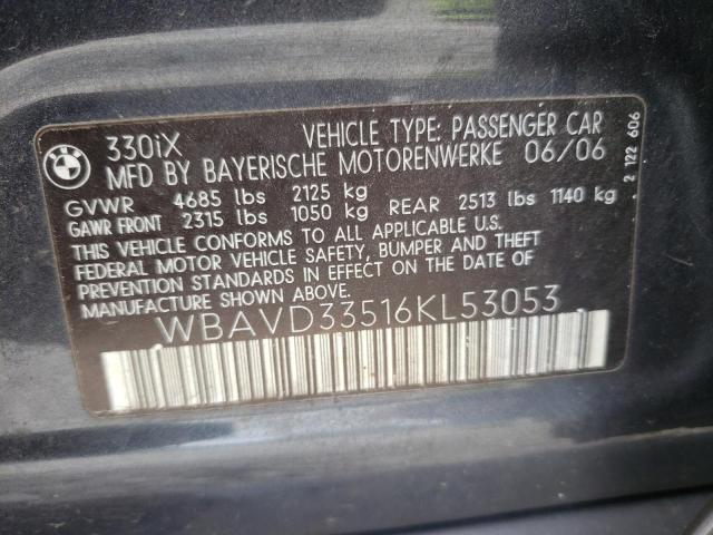 Photo 10 from auction – 2006 BMW 330 XI with VIN WBAVD33516KL53053