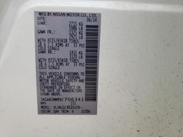 Photo 10 from auction – 2014 NISSAN PATHFINDER with VIN 5N1AR2MM9EC706341