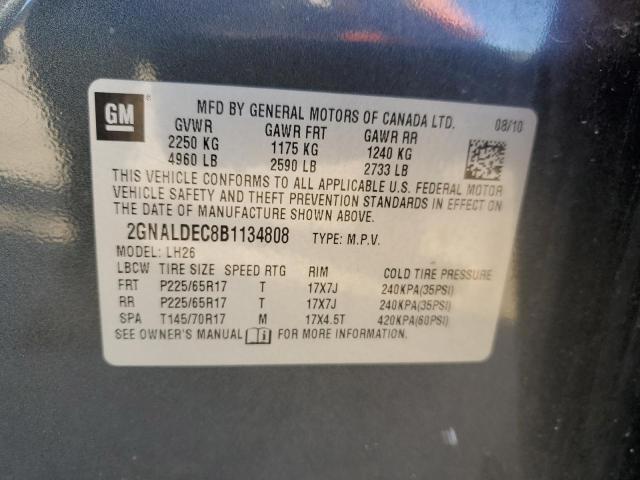 Photo 10 from auction – 2011 CHEVROLET EQUINOX LT with VIN 2GNALDEC8B1134808