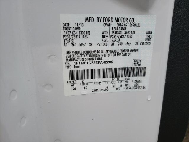 Photo 10 from auction – 2014 FORD F150 with VIN 1FTMF1CF3EFA42205