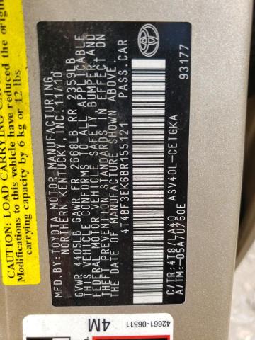 Photo 10 from auction – 2011 TOYOTA CAMRY BASE with VIN 4T4BF3EK6BR155121