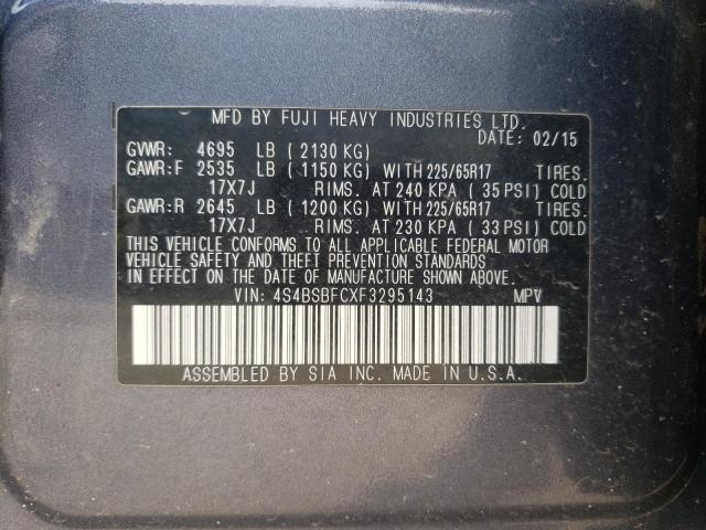 Photo 10 from auction – 2015 SUBARU OUTBACK 2. with VIN 4S4BSBFCXF3295143