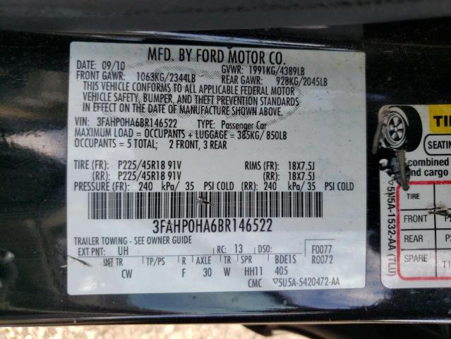 Photo 10 from auction – 2011 FORD FUSION SE with VIN 3FAHP0HA6BR146522