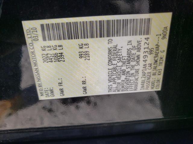 Photo 10 from auction – 2010 NISSAN ALTIMA SR with VIN 1N4BL2AP1AN493124