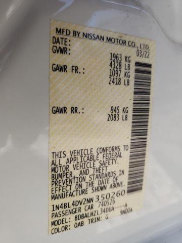 Photo 10 from auction – 2022 NISSAN ALTIMA SV with VIN 1N4BL4DV2NN350260