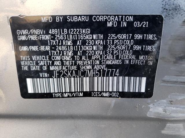 Photo 10 from auction – 2021 SUBARU FORESTER P with VIN JF2SKAJC7MH517774