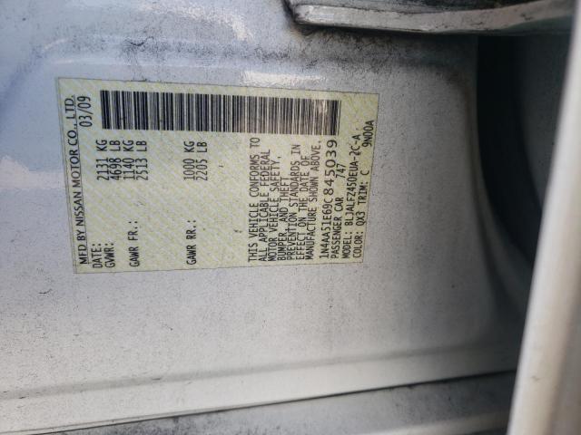 Photo 10 from auction – 2009 NISSAN MAXIMA S with VIN 1N4AA51E69C845039