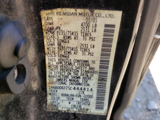 Photo 10 from auction – 2005 NISSAN FRONTIER K with VIN 1N6BD06T75C444414