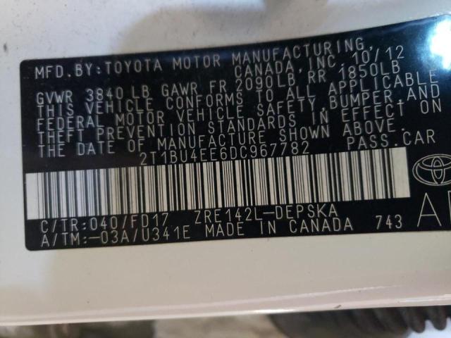 Photo 10 from auction – 2013 TOYOTA COROLA with VIN 2T1BU4EE6DC967782
