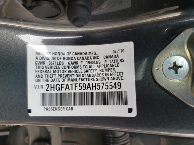 Photo 10 from auction – 2010 HONDA CIVIC LX with VIN 2HGFA1F59AH575549