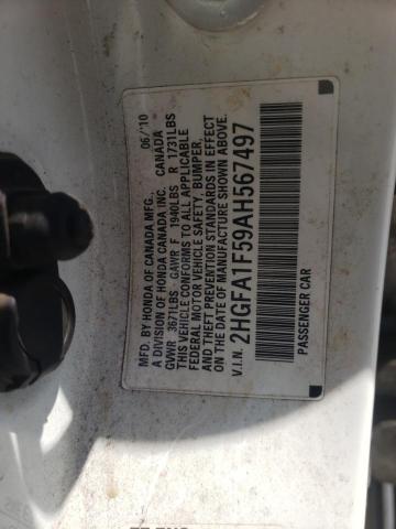 Photo 10 from auction – 2010 HONDA CIVIC LX with VIN 2HGFA1F59AH567497