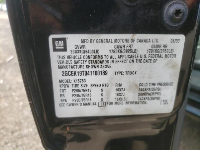 Photo 10 from auction – 2004 CHEVROLET SILVERADO with VIN 2GCEK19T041100189