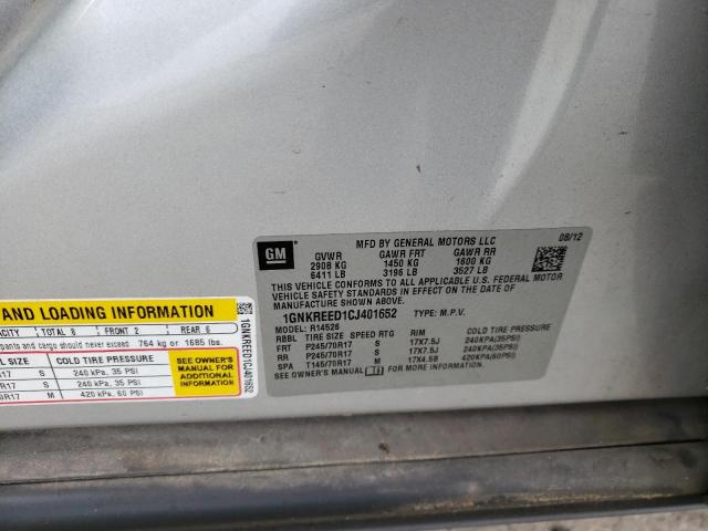 Photo 10 from auction – 2012 CHEVROLET TRAVERSE L with VIN 1GNKREED1CJ401652