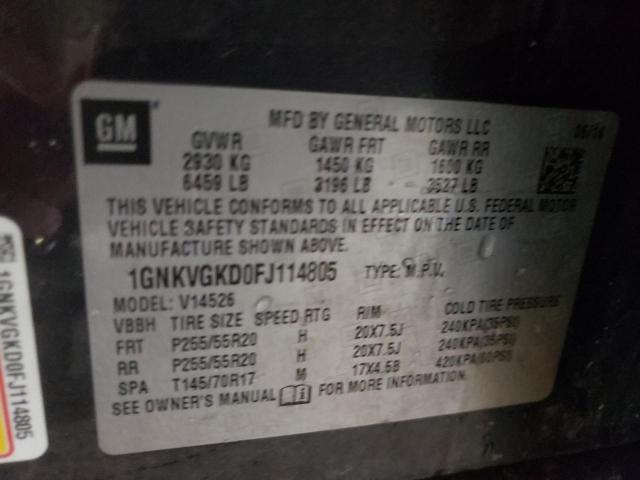 Photo 10 from auction – 2015 CHEVROLET TRAVERSE L with VIN 1GNKVGKD0FJ114805