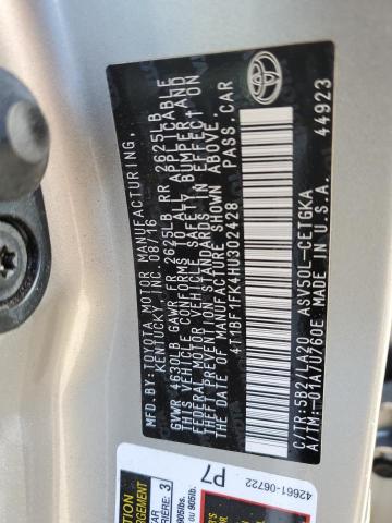 Photo 10 from auction – 2017 TOYOTA CAMRY LE with VIN 4T1BF1FK4HU302428