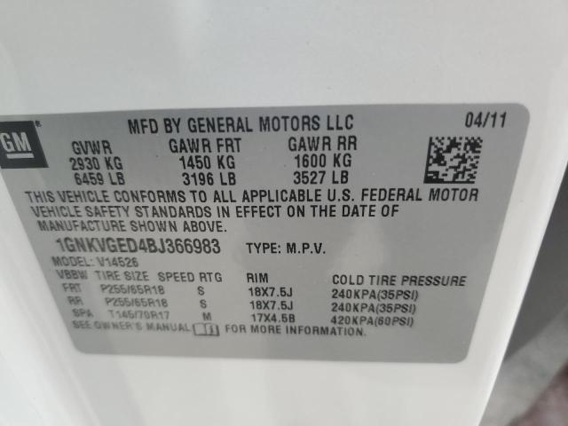 Photo 10 from auction – 2011 CHEVROLET TRAVERSE L with VIN 1GNKVGED4BJ366983