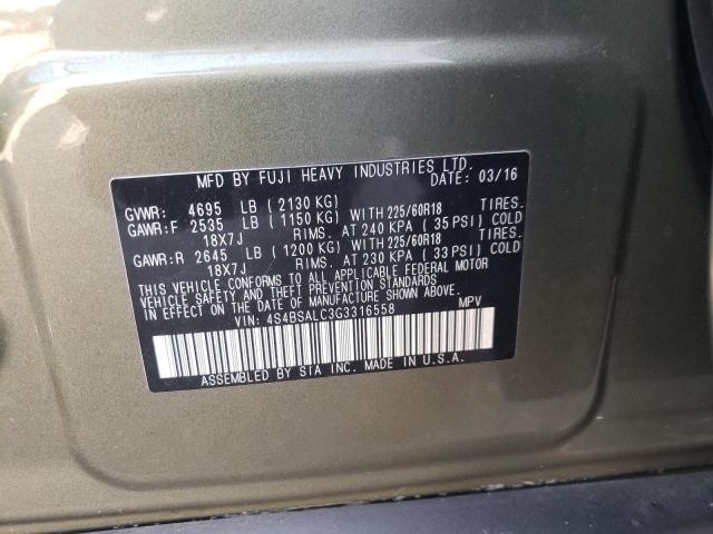 Photo 10 from auction – 2016 SUBARU OUTBACK 2. with VIN 4S4BSALC3G3316558